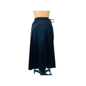 Vintage 70s Wrap Skirt Womens XXS Black Shiny Spandex Spalding
